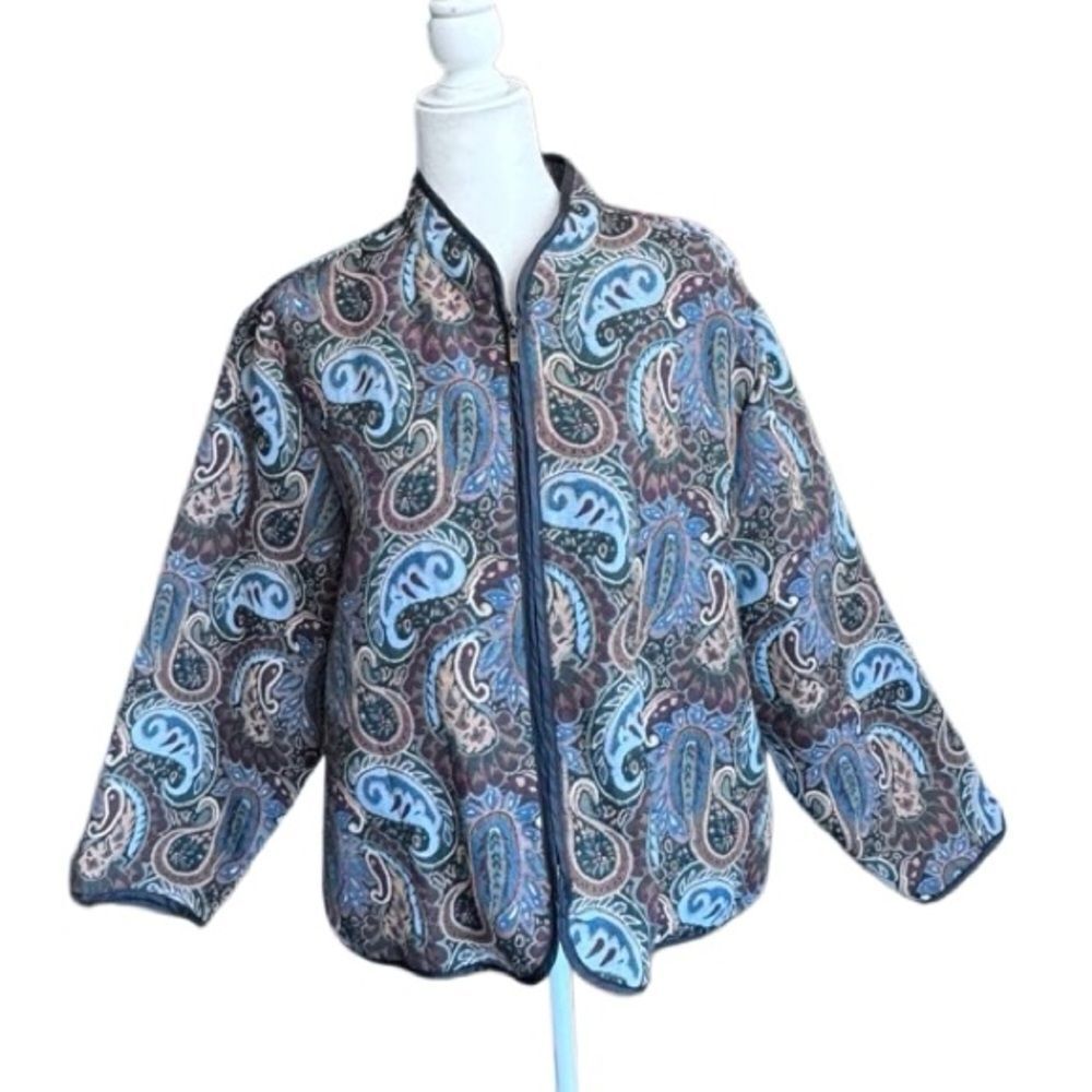 BonWorth Y2K Tapestry Jacket Paisley Pockets Zip Up Casual SZ L P